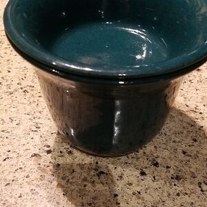 Teal Ceramic Dip Bowl Dip On Top Ice On Bottom To Keep It Chilled